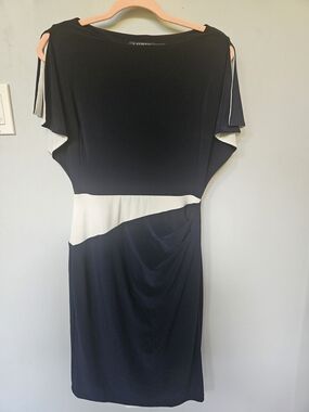 Lauren Ralph Lauren Colorblock Flutter Sleeve Dress Navy White Size 4
